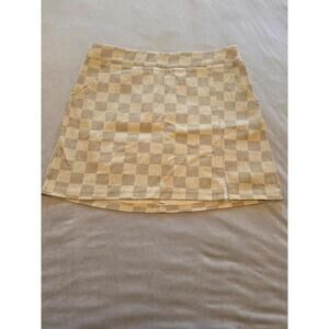 Lelis NWT Taupe Checkered Denim Mini Skirt (L)